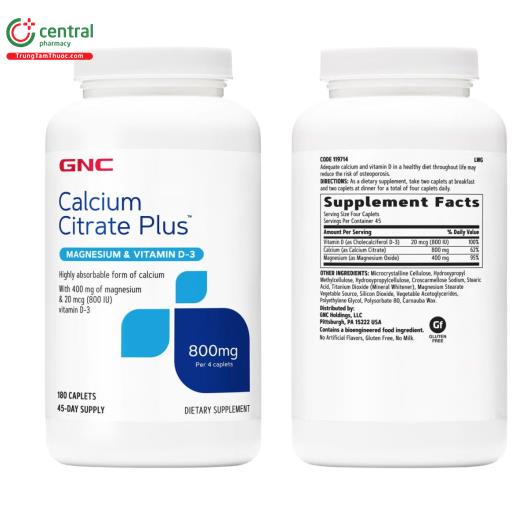 calcium citrate plus with magnesium vitamin d 3 gnc S7427