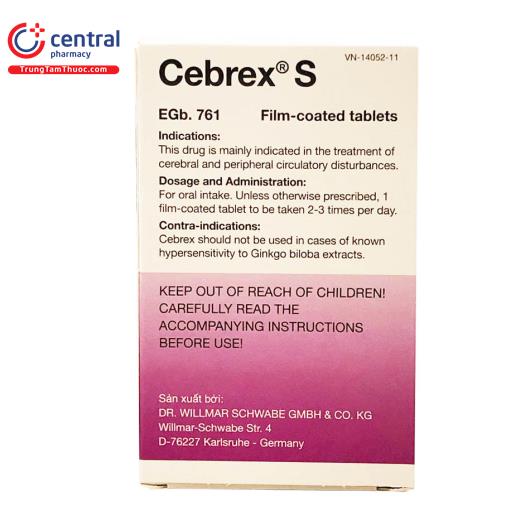 [CHÍNH HÃNG] Thuốc Cebrex S 80mg điều trị rối loạn tuần hoàn não
