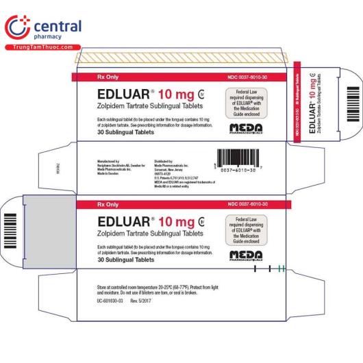 [CHÍNH HÃNG] Thuốc an thần gây ngủ Edluar 10mg: tác dụng, liều dùng