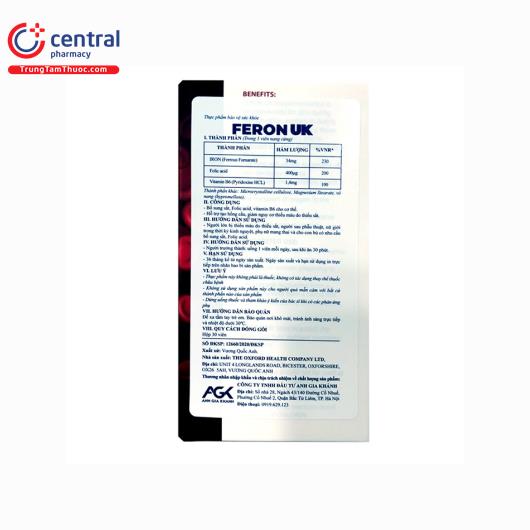 [CHÍNH HÃNG] Thuốc Feron UK tái tạo hồng cầu ngừa thiếu máu