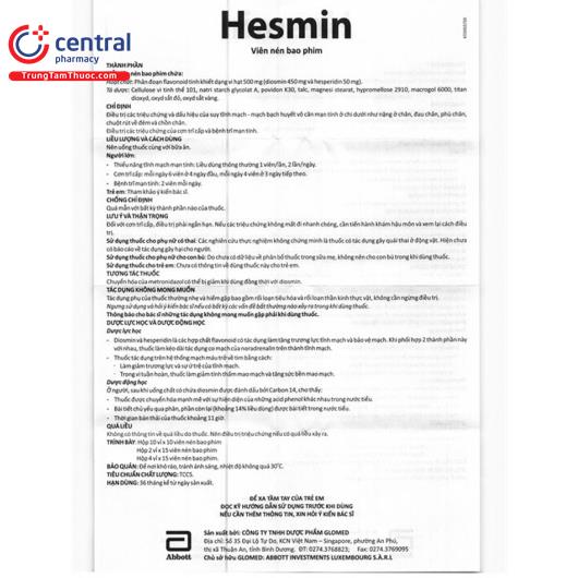 [CHÍNH HÃNG] Thuốc Hesmin 500mg Abbott - giải pháp cho người bệnh trĩ