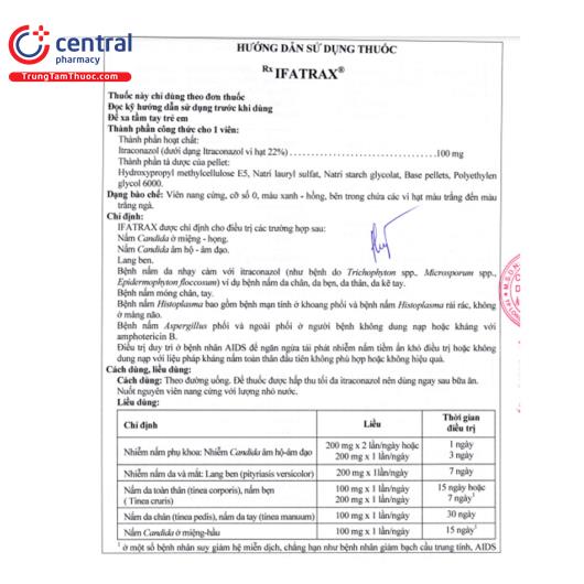 [CHÍNH HÃNG] Thuốc Ifatrax 100mg - điều trị nấm hiệu quả