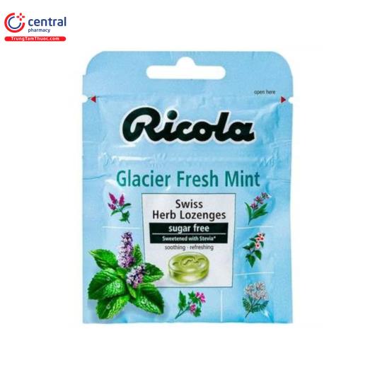 Kẹo ngậm ho thảo mộc không đường Ricola Glacier Fresh Mint (17.5g)