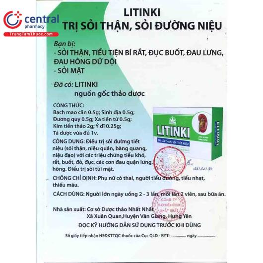 Thuốc Litinki - Thuốc điều trị sỏi đường tiết niệu