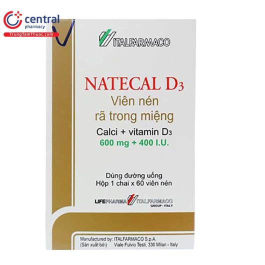 Thuốc Natecal D3 (lọ 60 viên) - cung cấp vitamin và khoáng chất