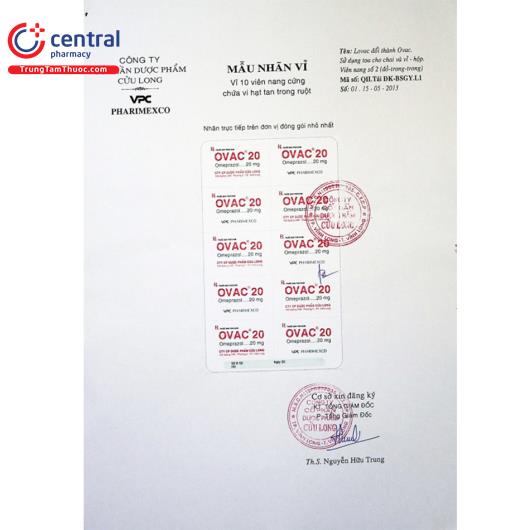 [CHÍNH HÃNG] Thuốc Ovac 20mg điều trị viêm loét dạ dày