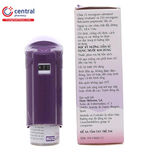 Thuốc xịt hen phế quản Seretide Evohaler 25/250: Tác dụng, cách dùng