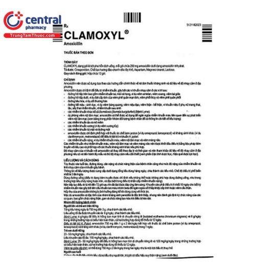 Thuốc Clamoxyl 250mg điều trị nhiễm khuẩn đường hô hấp trên-dưới