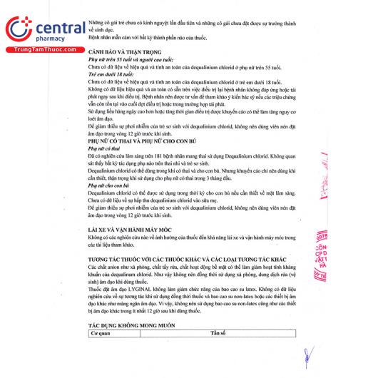 [CHÍNH HÃNG] Thuốc Lyginal 10mg - điều trị nhiễm khuẩn âm đạo