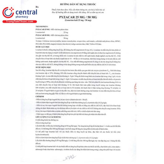 [CHÍNH HÃNG] Thuốc Pyzacar 50 điều trị tăng huyết áp