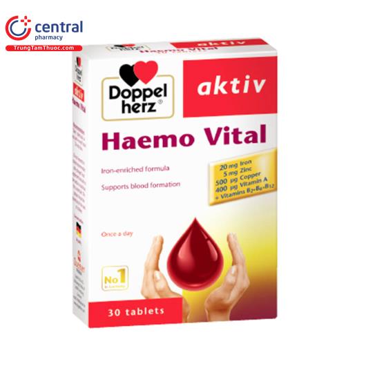 [CHÍNH HÃNG] Viên uống Haemo Vital Doppelherz Aktiv hỗ trợ bổ máu.