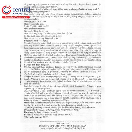 [CHÍNH HÃNG] Thuốc Vitamin C DNA 500mg điều trị thiếu hụt vitamin C