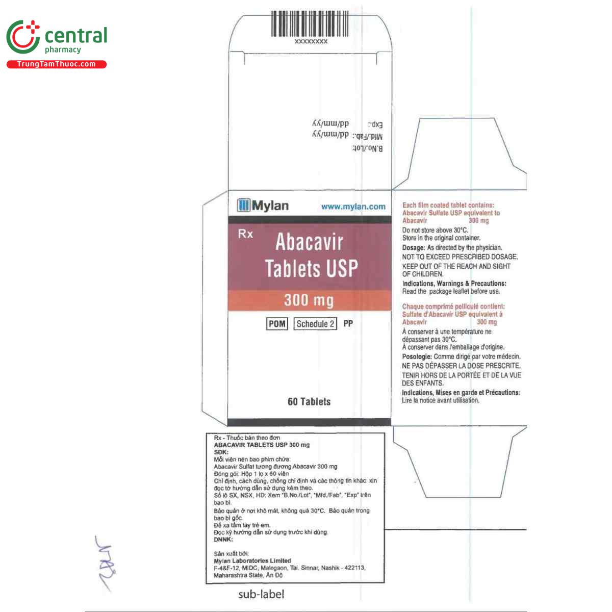 abacavir tablets usp 300mg mylan 12 C0731