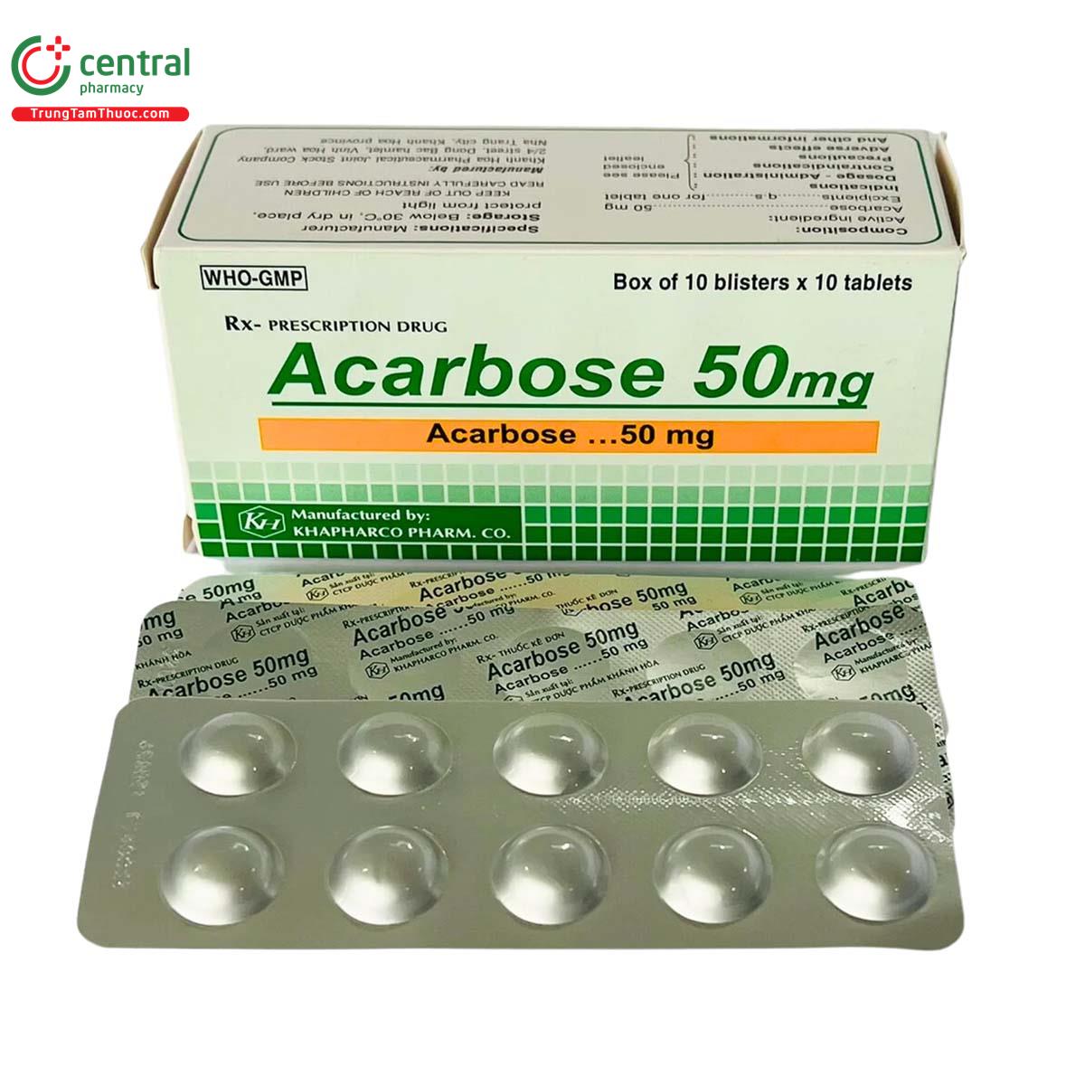 Thuốc Acarbose 50mg Khapharco điều trị đái tháo đường tuýp II