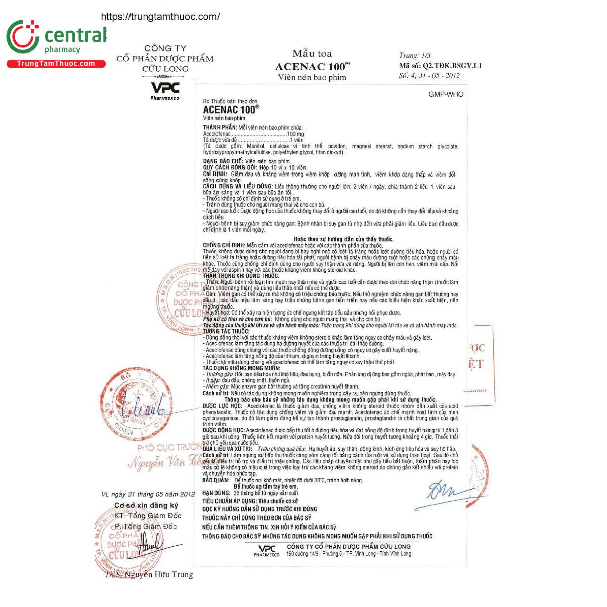 acenac 100 8 D1752 acenac 100 8 D1752