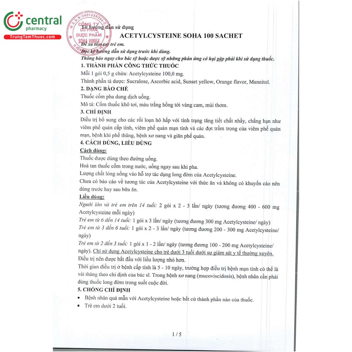 acetylcystein soha 100 sachet 2 S7255