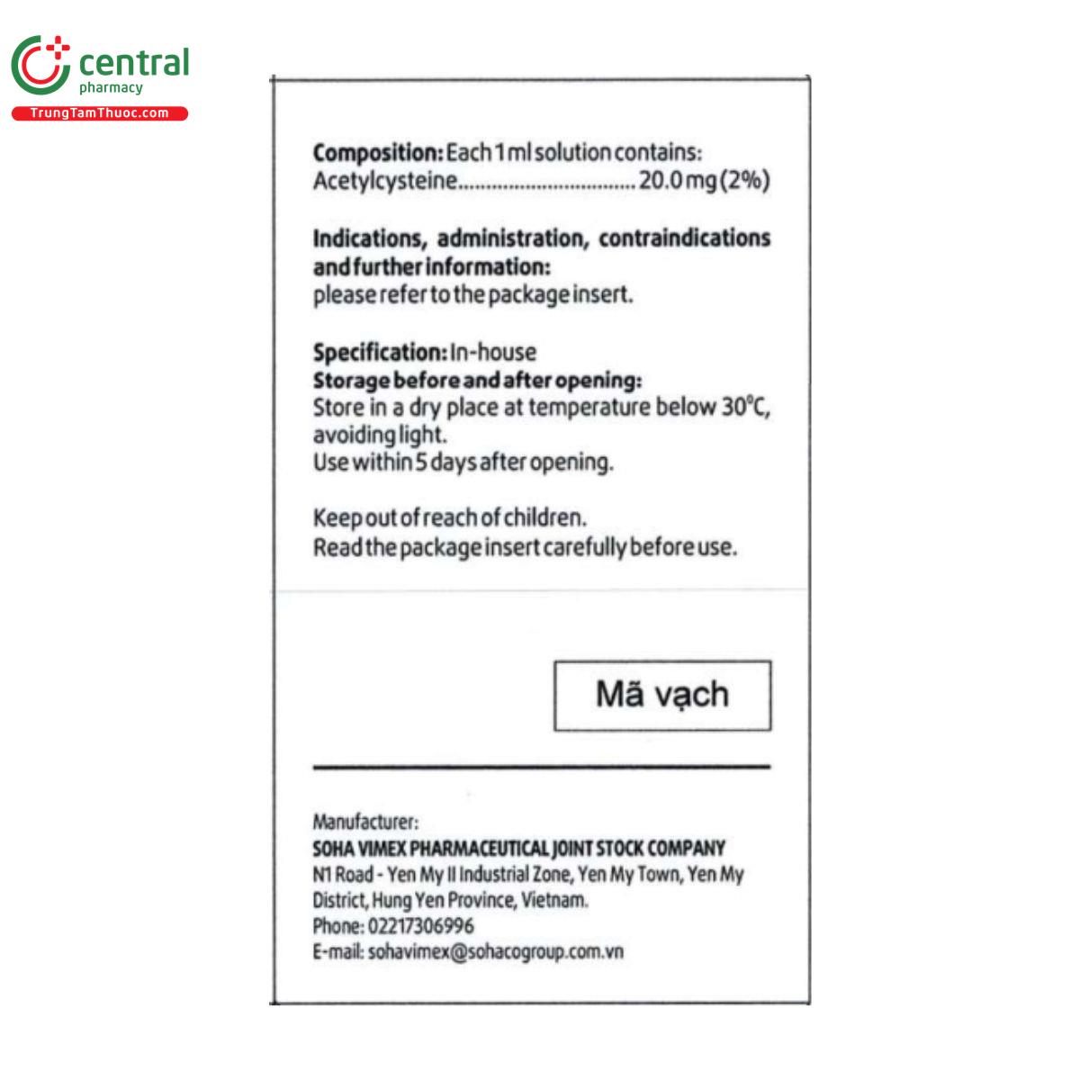 acetylcystein soha 20mg ml 4 H3670