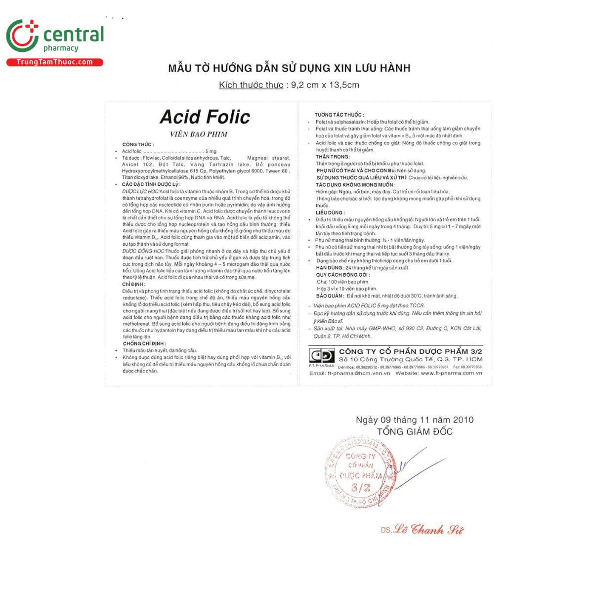 acid folic 5mg ft pharma 8 N5182 acid folic 5mg ft pharma 8 N5182