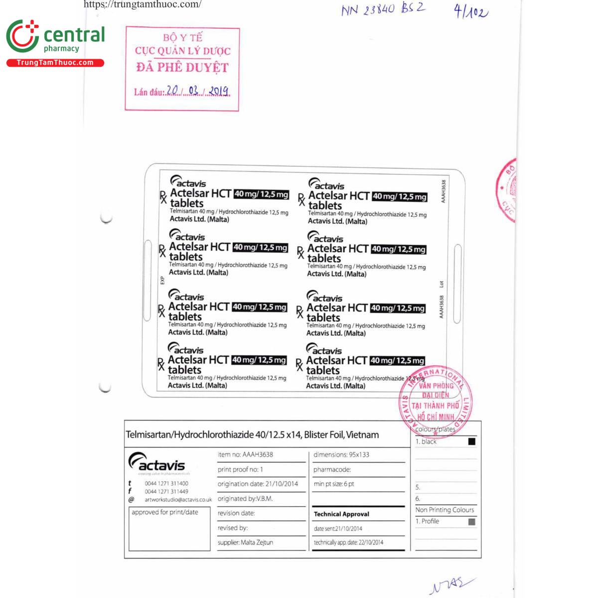 actelsar hct 40mg 125mg 10 P6615