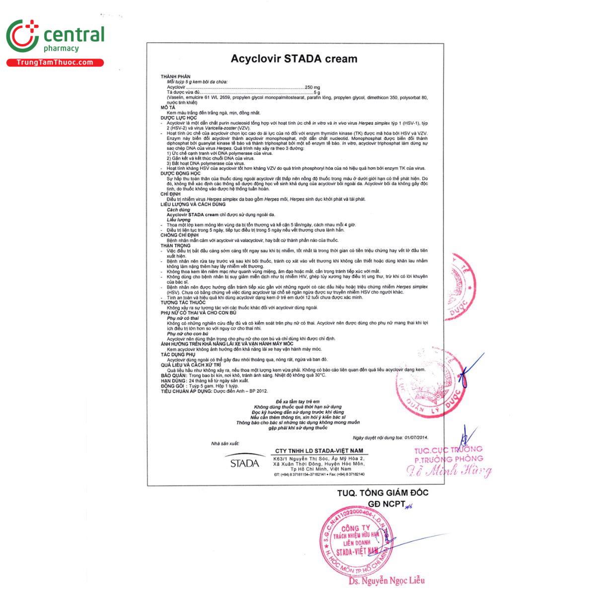 acyclovir stada cream 5g 8 O5124