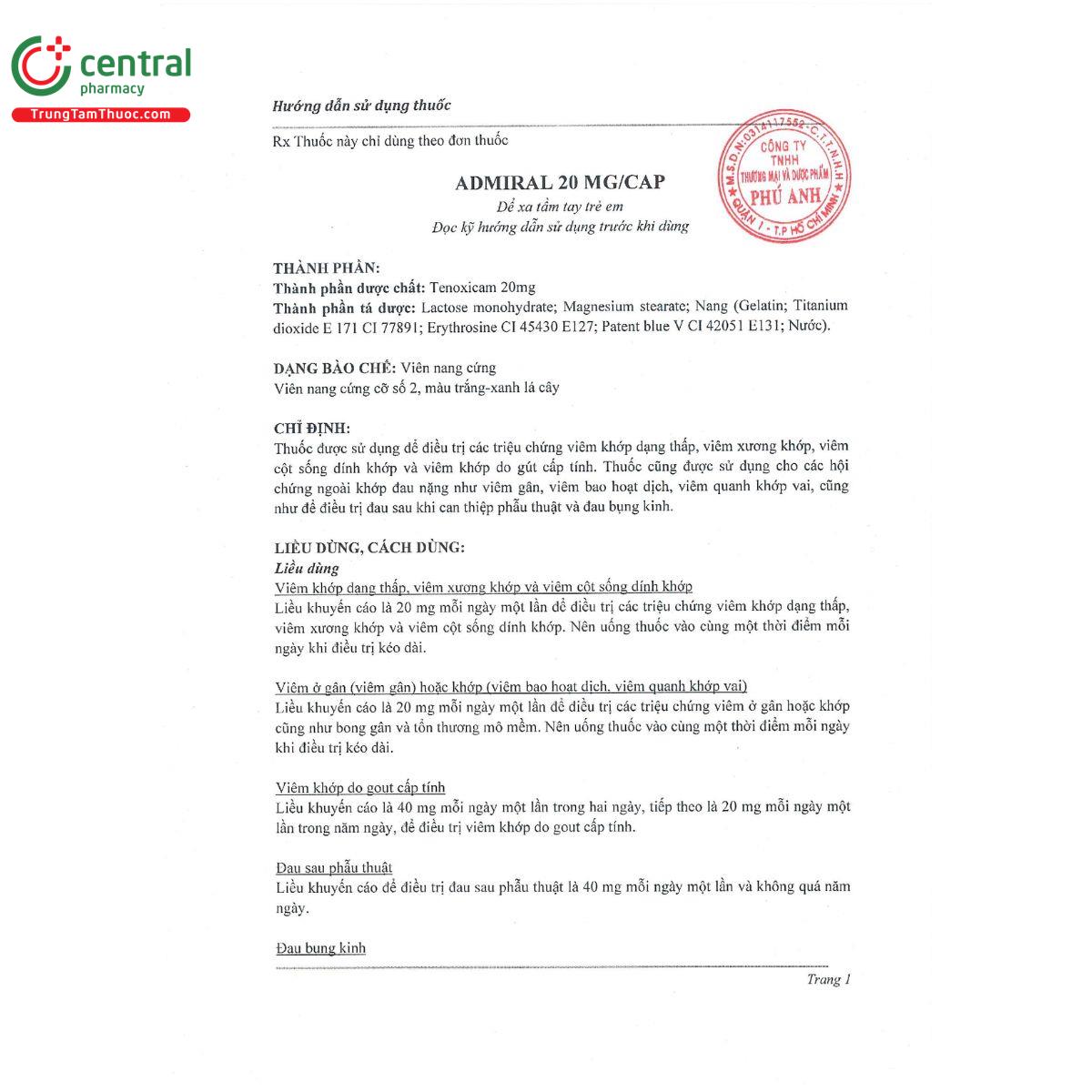 admiral 20mg cap 3 G2811