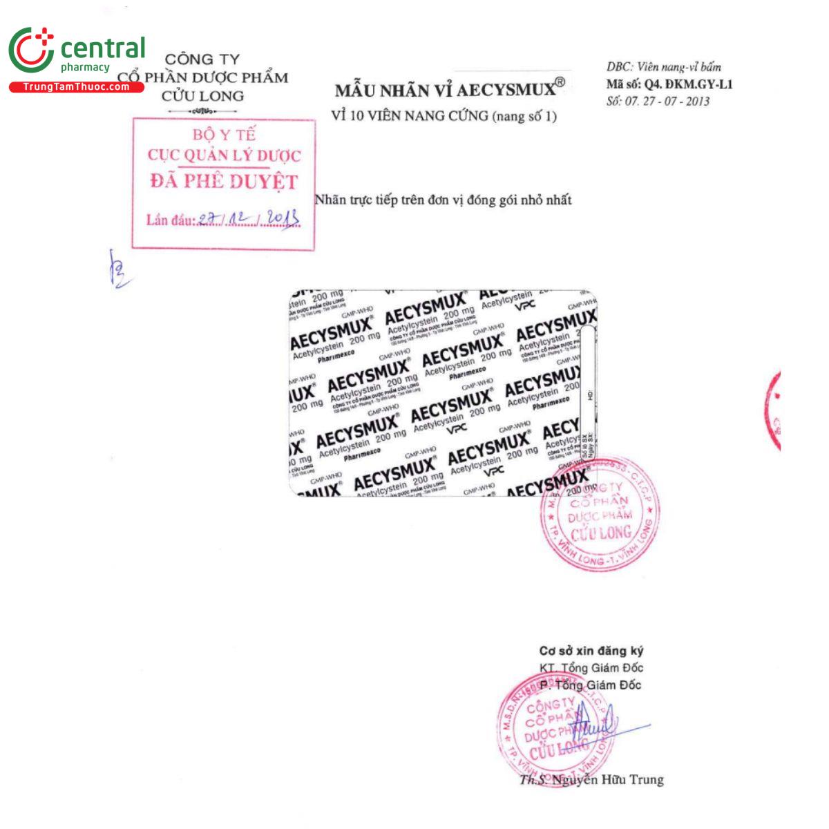 aecysmux 200mg 5 E1018