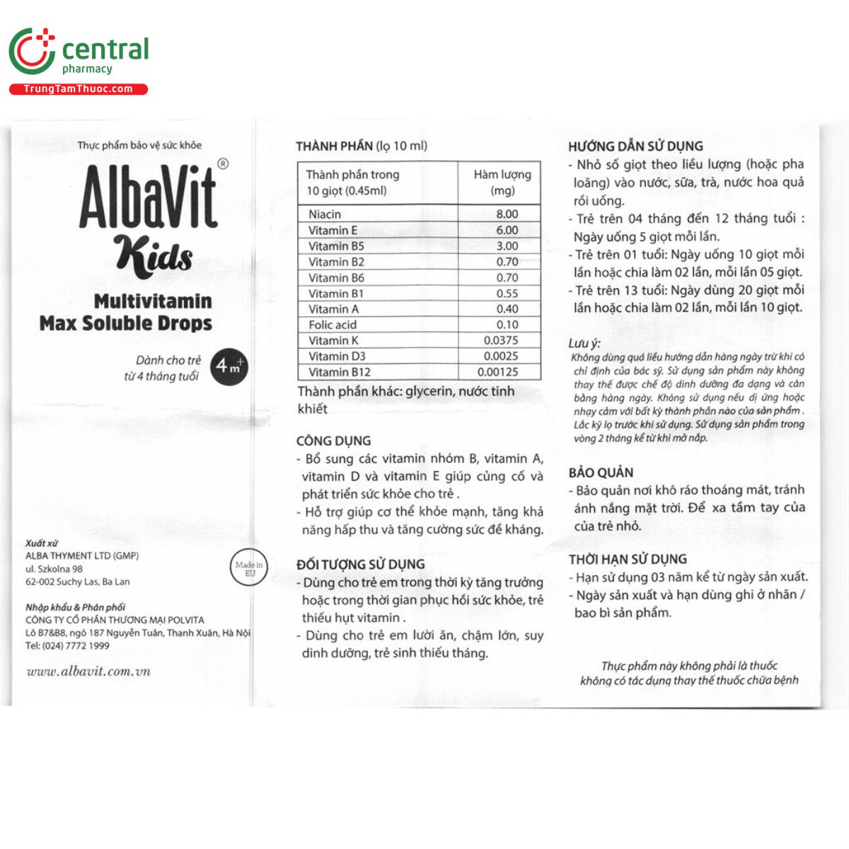 albavit kids multivitamin max soluble drops 10ml 12 K4380