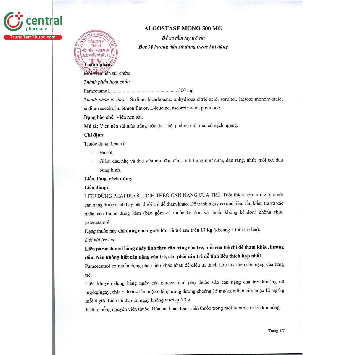 algostase mono 500 mg 2 G2013