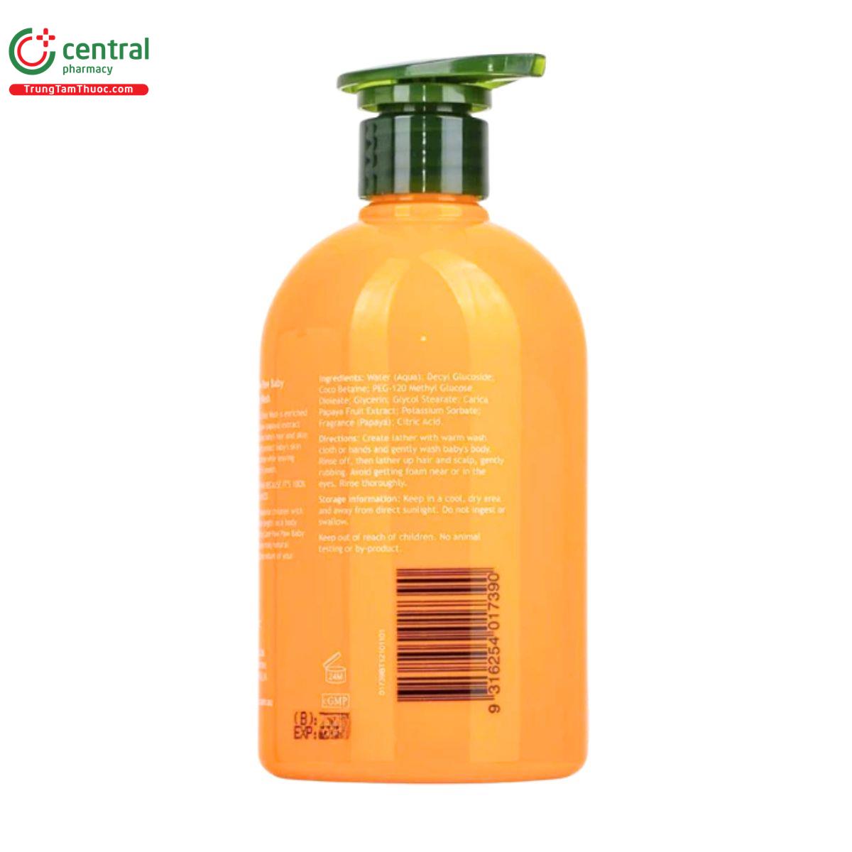 all natural paw paw baby shampoo body wash 500ml 2 B0713