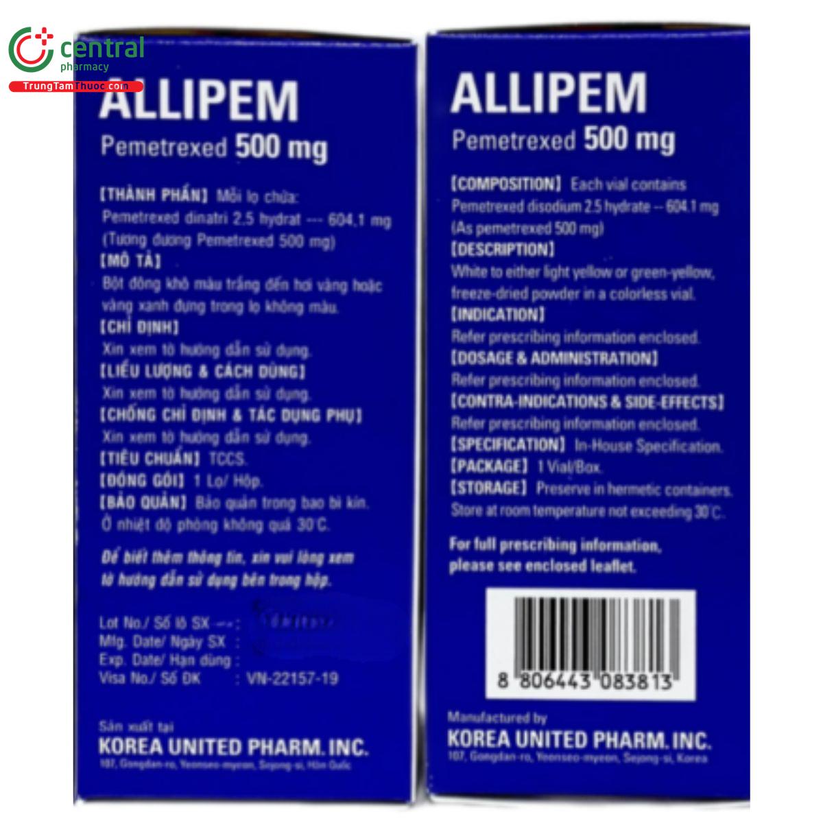 allipem 500mg pemetrexed 10 U8505