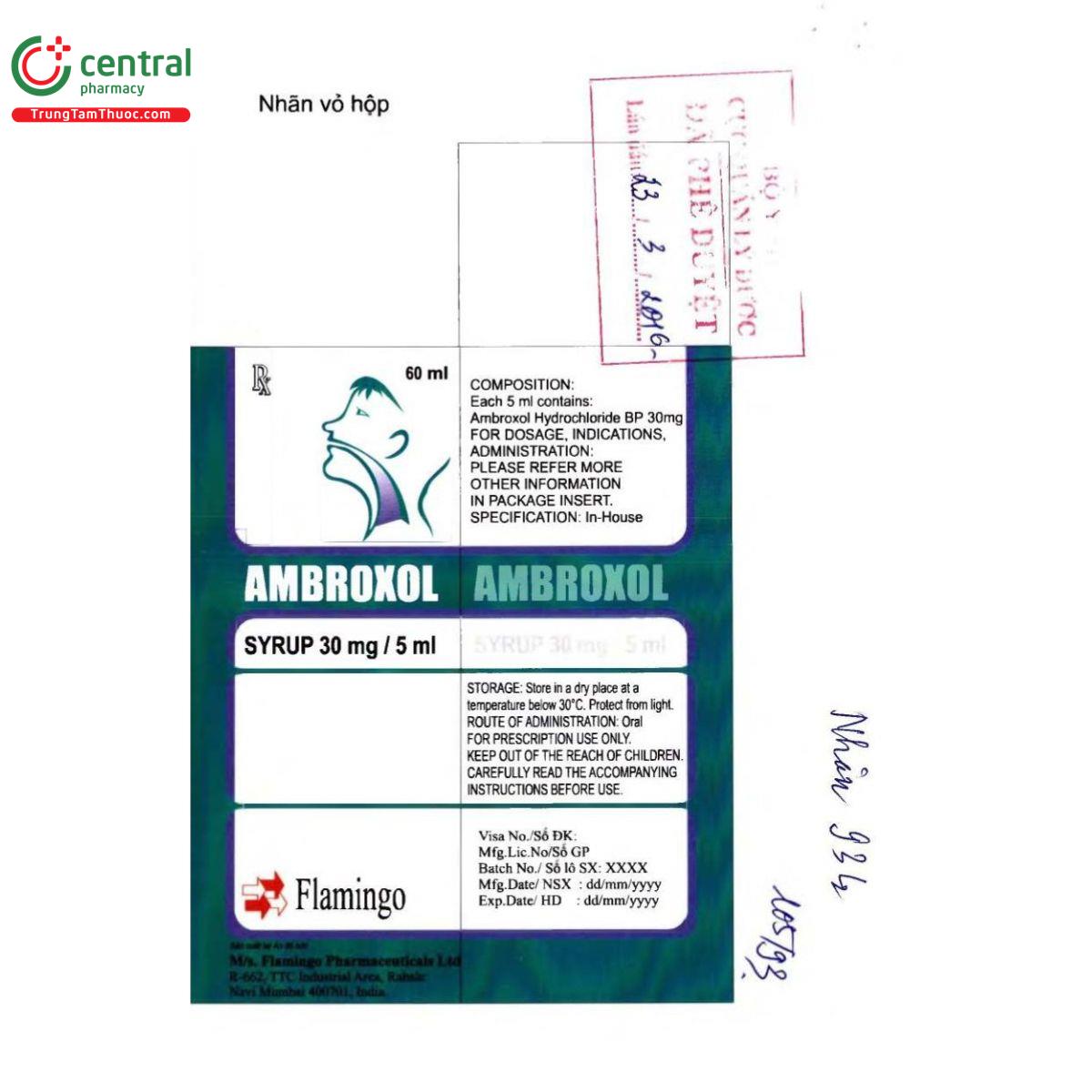 ambroxol syrup 30mg 5ml flamingo 4 M4341 ambroxol syrup 30mg 5ml flamingo 4 M4341