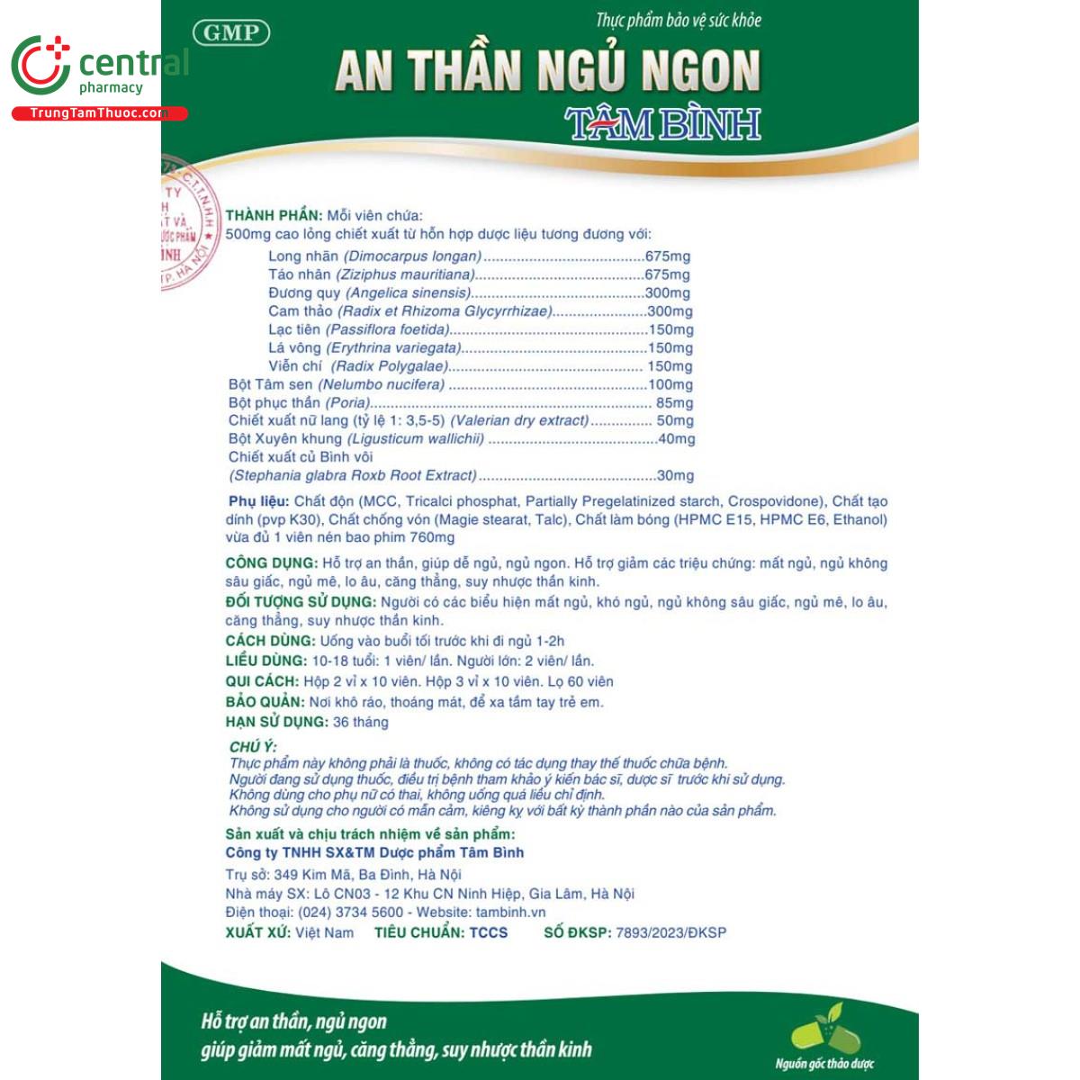 an than ngu ngon tam binh hdsd T8258