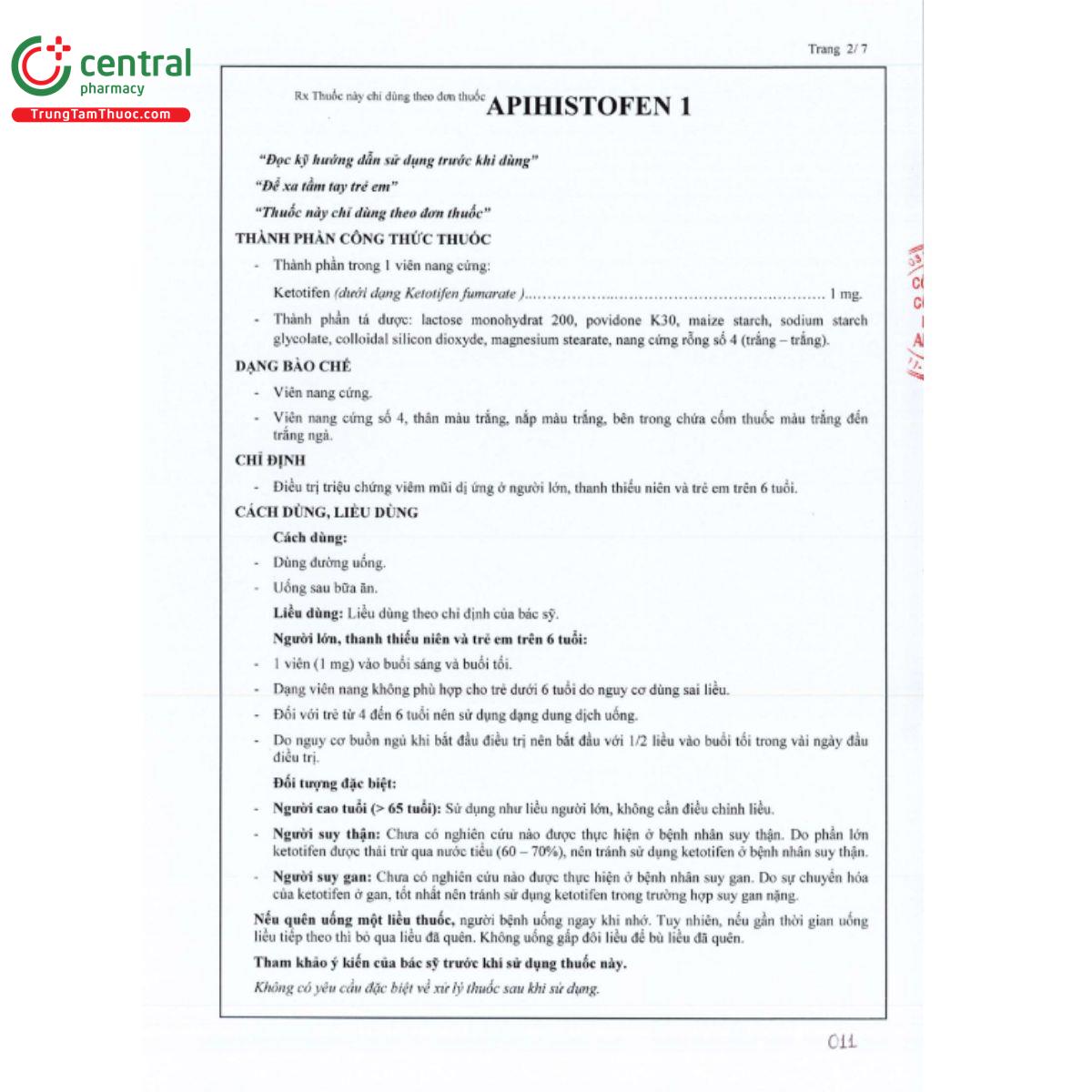 apihistofen 1mg 3 H3006 apihistofen 1mg 3 H3006
