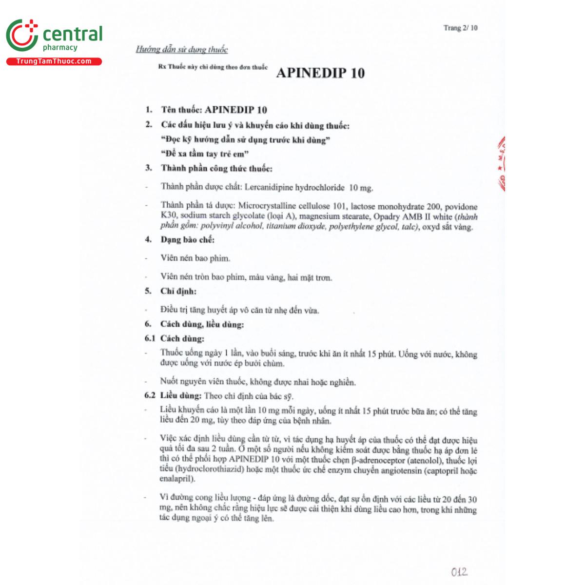 apinedip 10mg 4 E1580