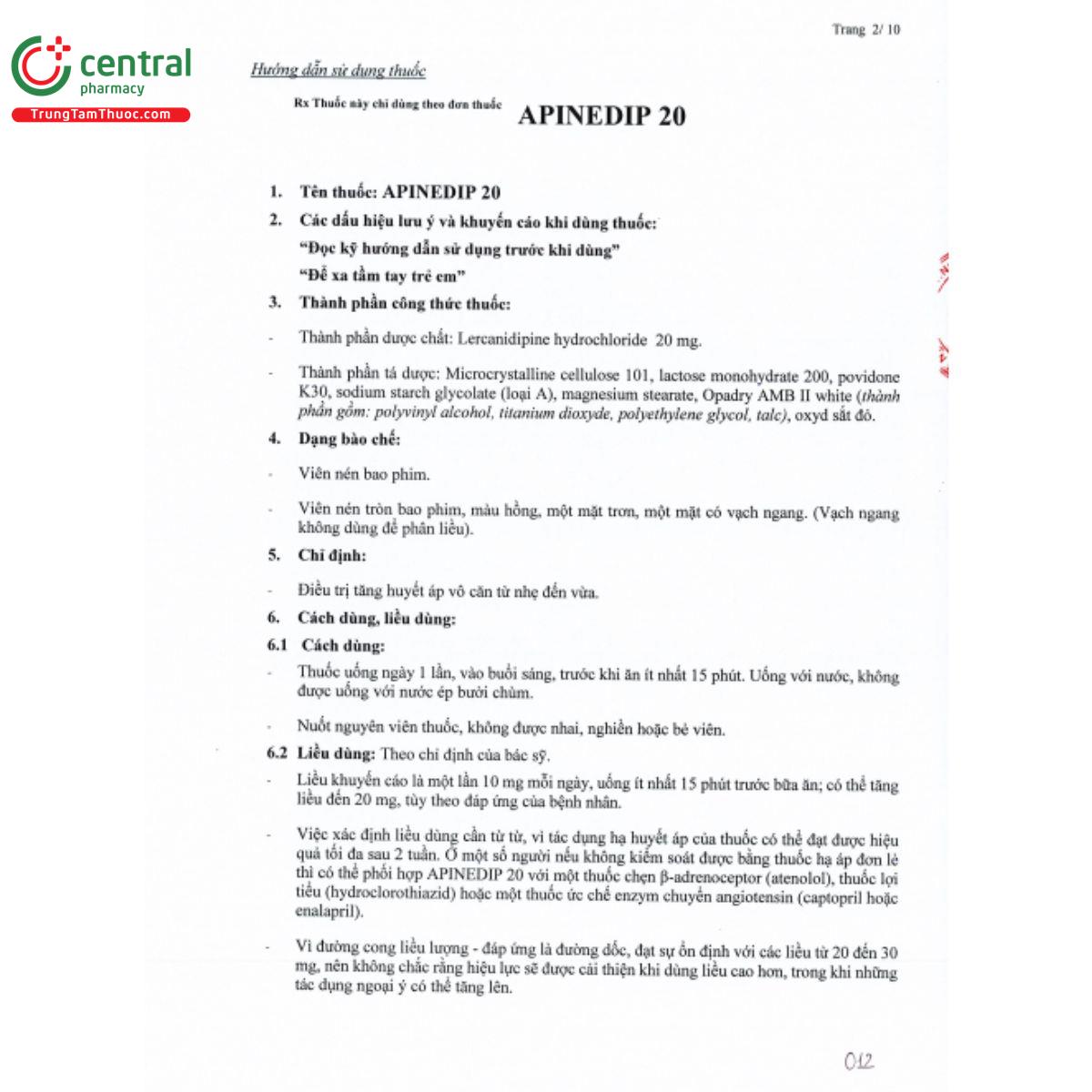 apinedip 20mg 4 T7727