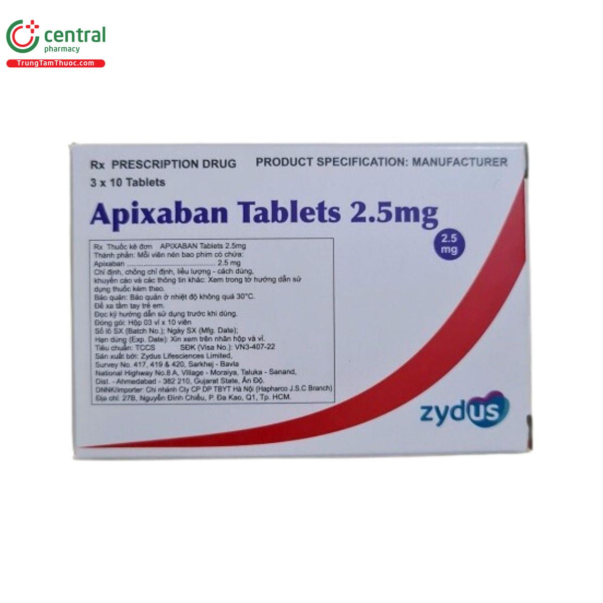 apixaban tablets 2 5mg zydus 2 A0453