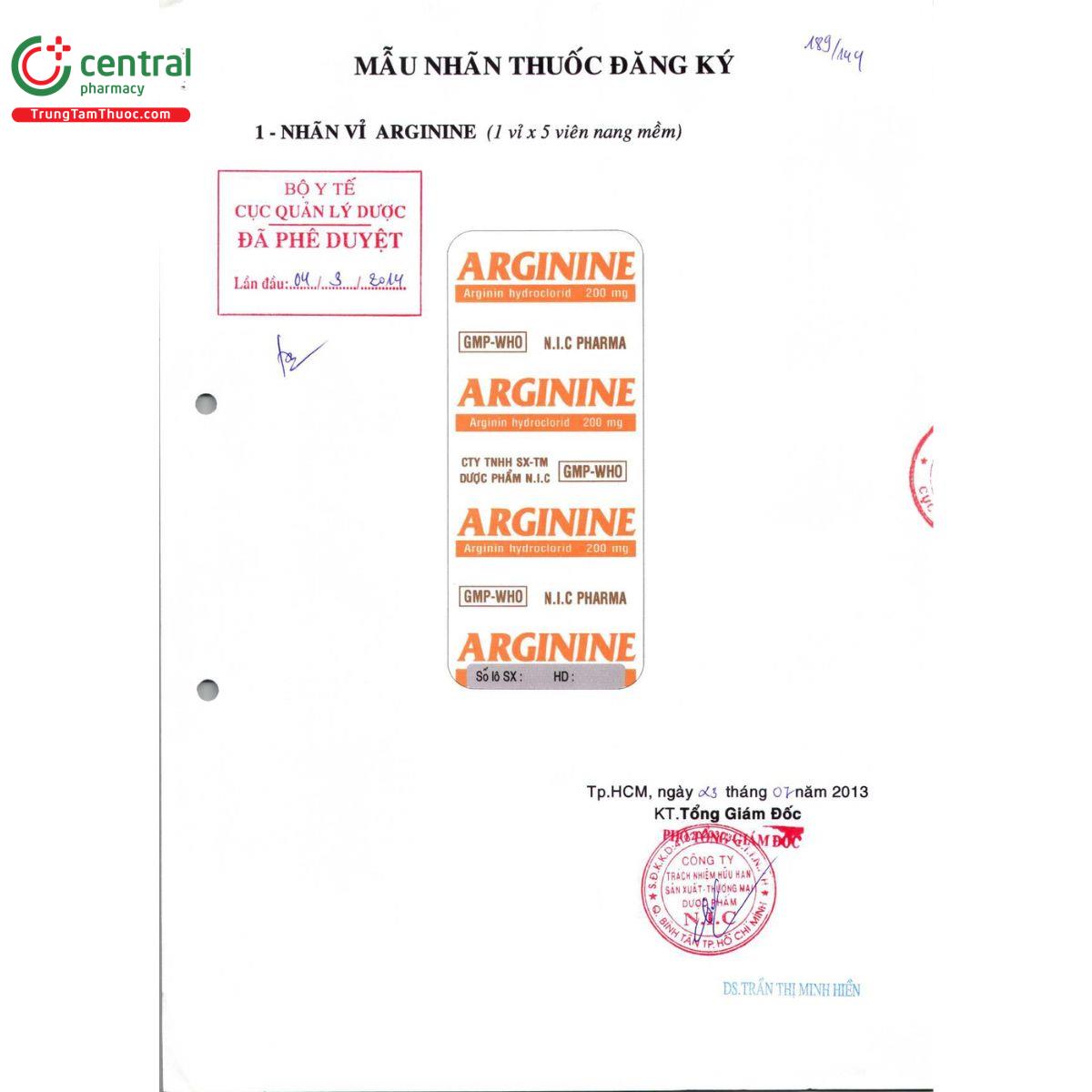 arginine 200mg nic 6 N5334