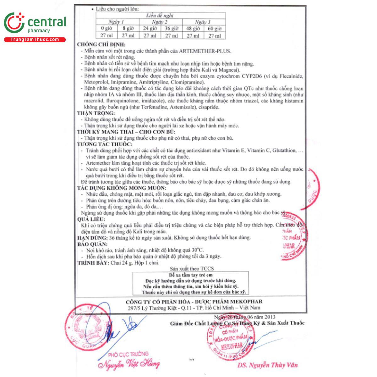 artemether plus mekophar 1 S7347 artemether plus mekophar 1 S7347