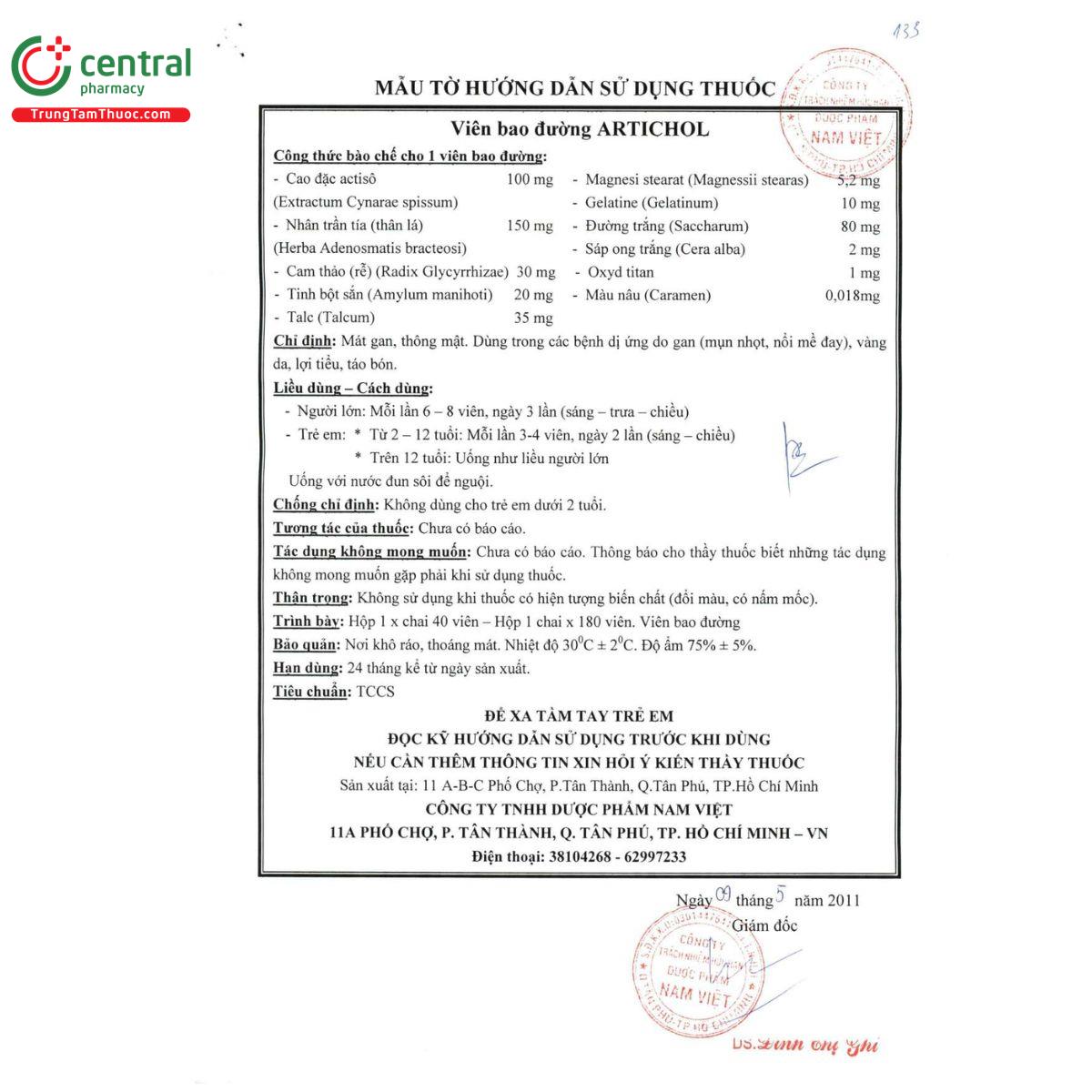 artichol 5 D1134 artichol 5 D1134