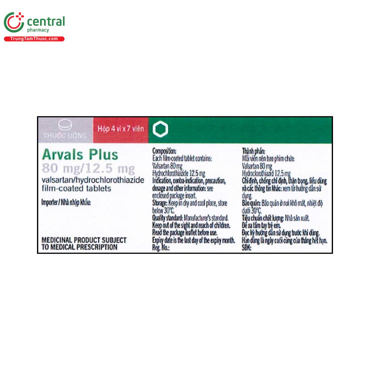 arvals plus 80mg 125mg 1 G2245