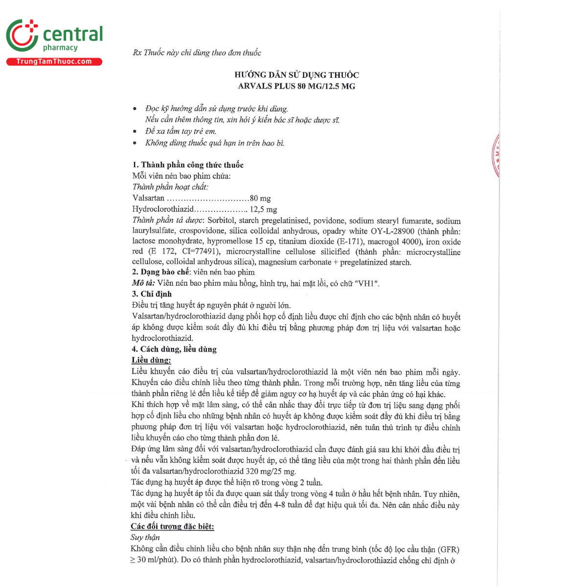 arvals plus 80mg 125mg 3 K4616