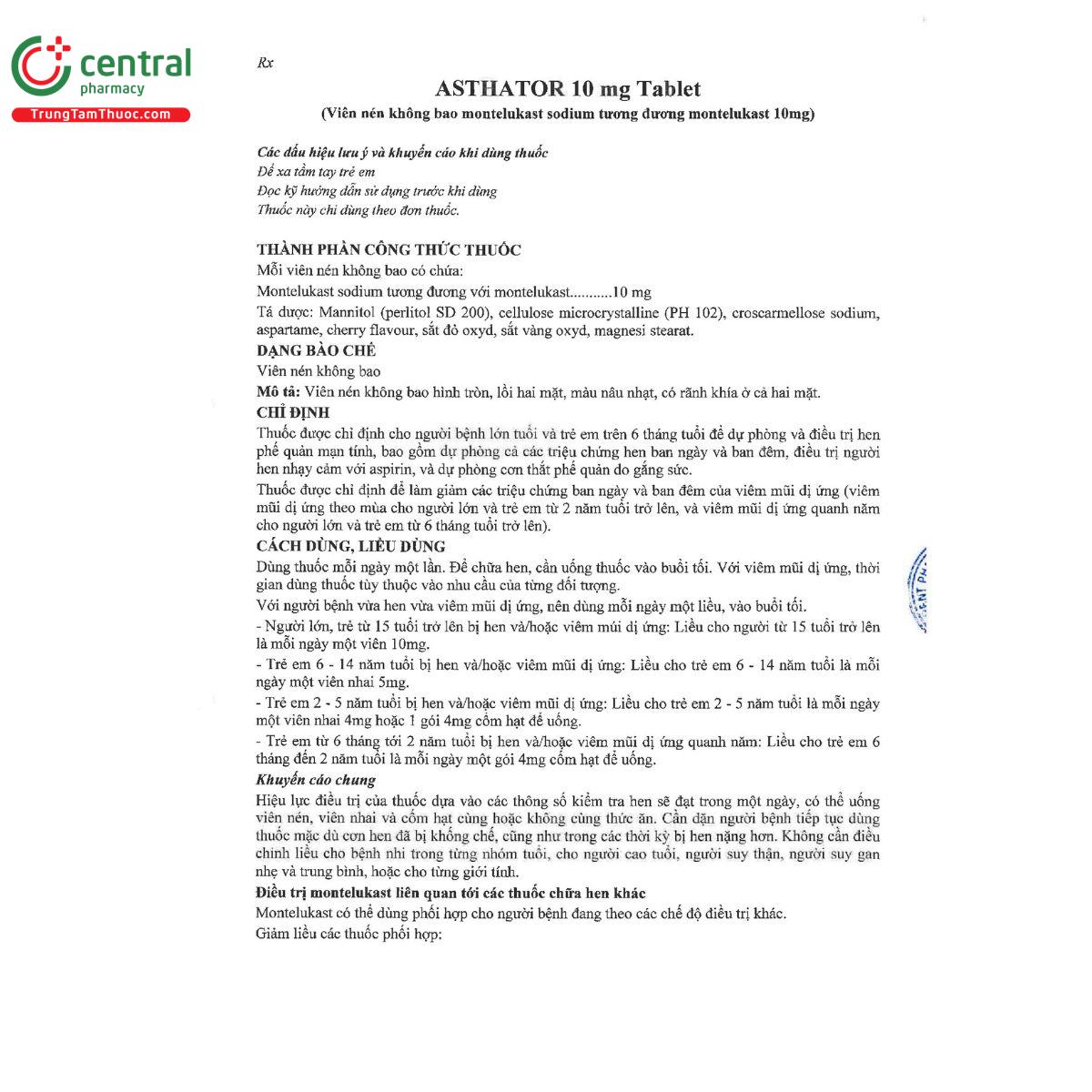 asthator 10 mg tablet 3 L4021