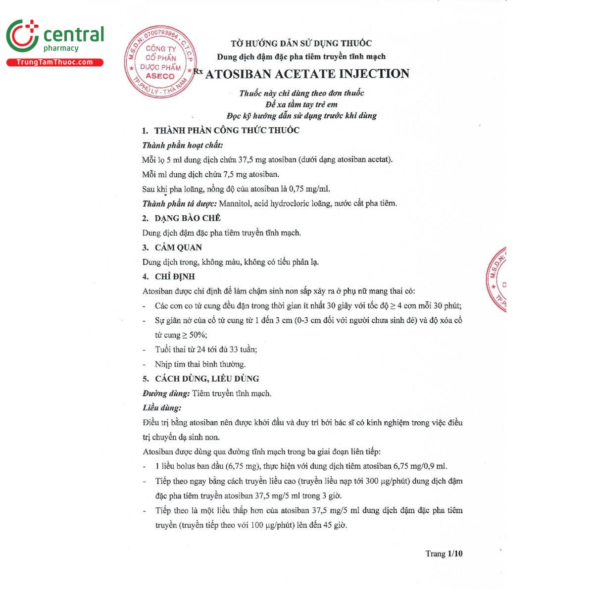atosiban acetate injection 5 E1541
