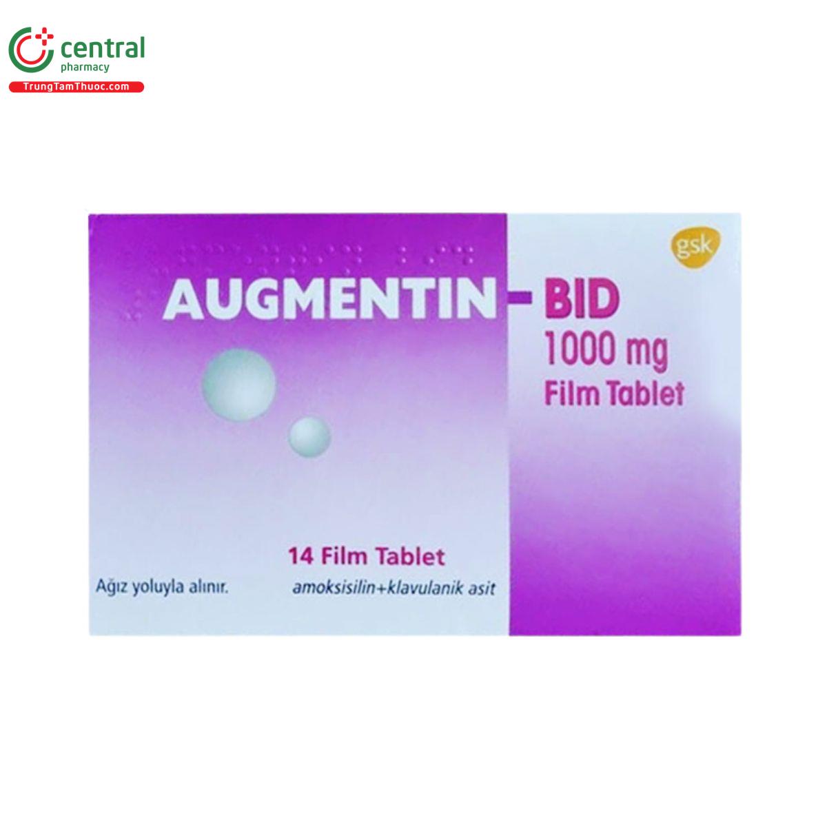 Thuốc Augmentin - BID 1000mg - kháng sinh điều trị bệnh nhiễm khuẩn