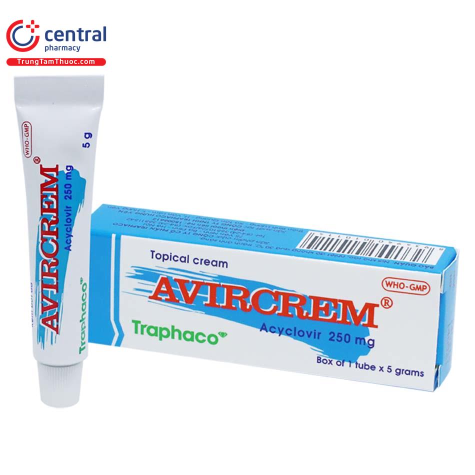 Thuốc Avircrem (Acyclovir 5g): tác dụng, liều dùng, cách dùng