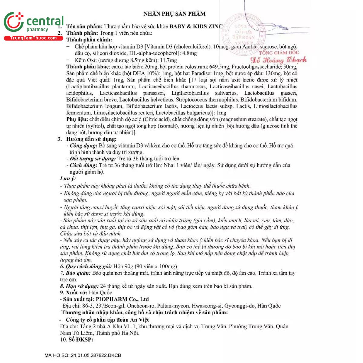 baby kids zinc 5 Q6474