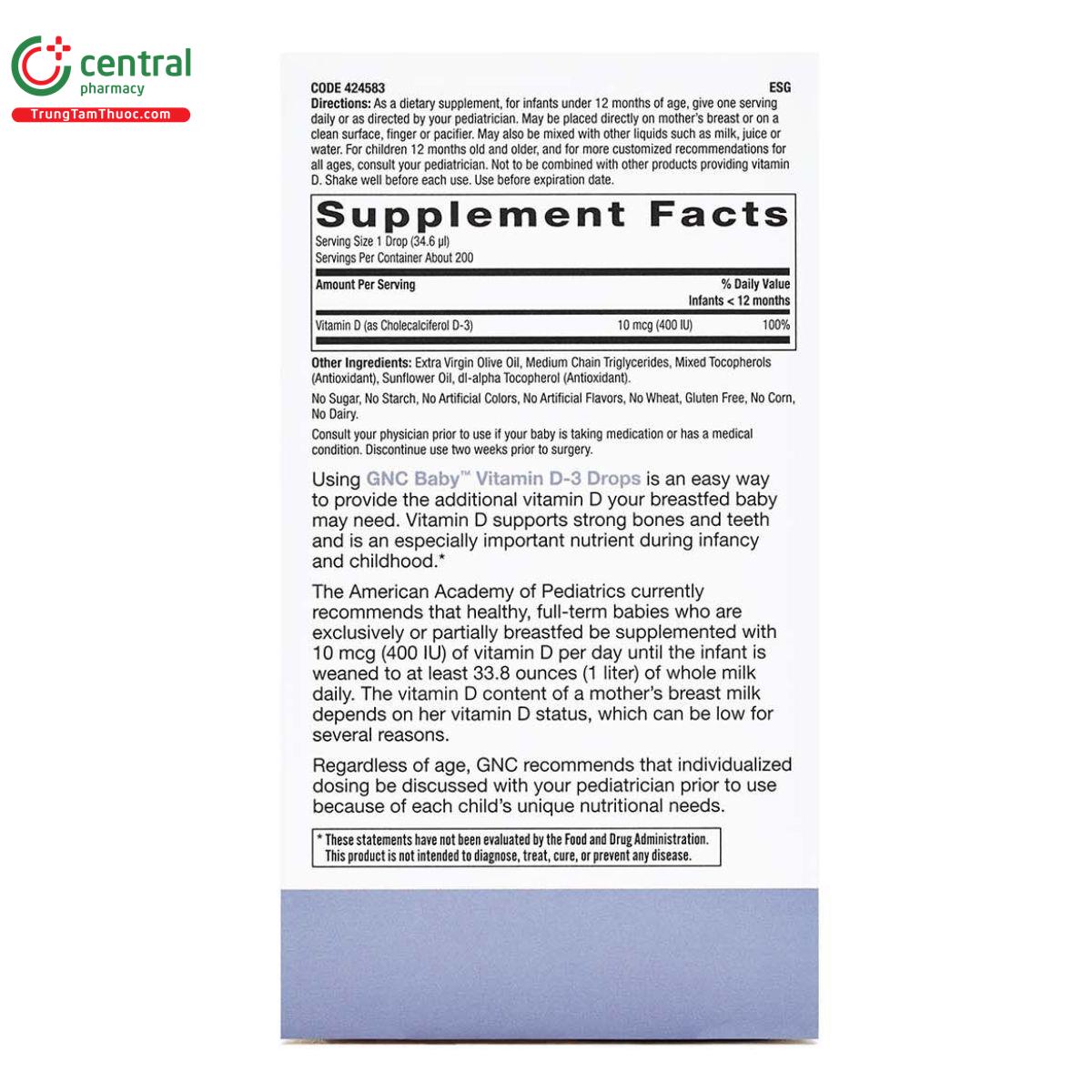 baby vitamin d 3 drops gnc milestones 3 Q6178