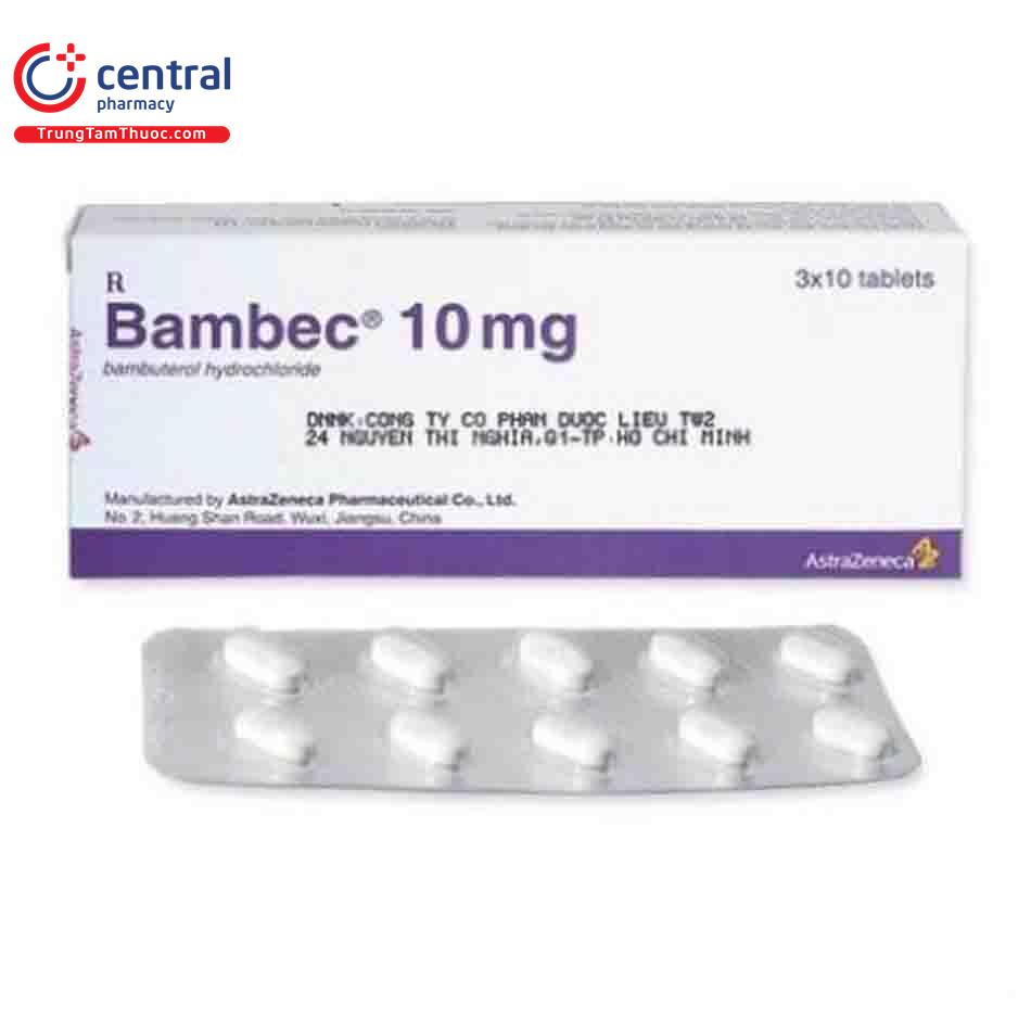 Thuốc Bambec 10mg AstraZeneca 30 viên chỉ định điều trị hen phế quản