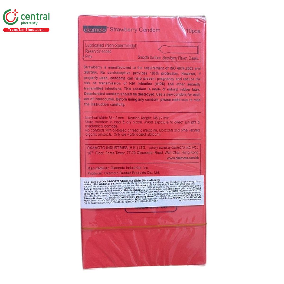 bao cao su okamoto skinless skin strawberry 4 D1688