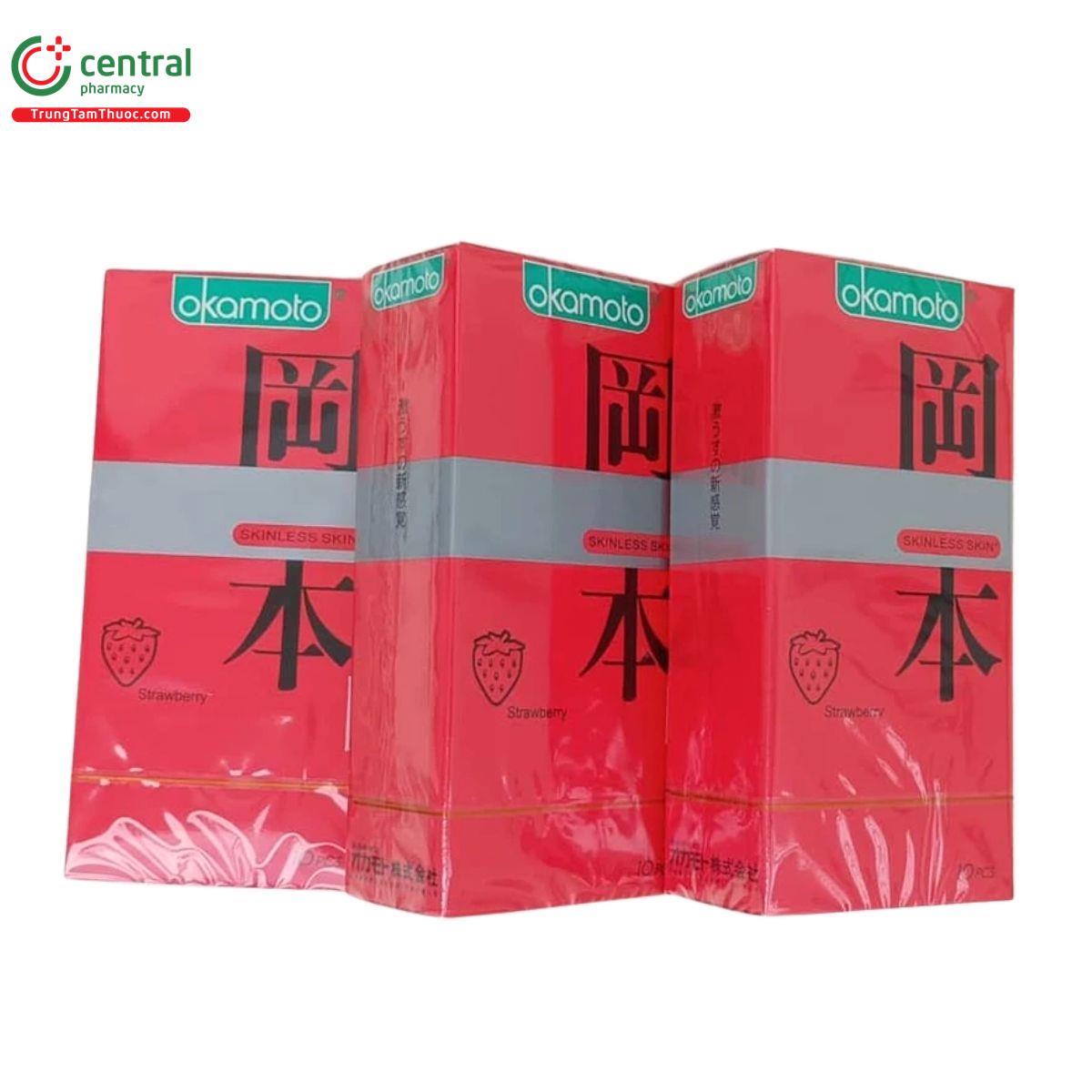 bao cao su okamoto skinless skin strawberry 5 S7042